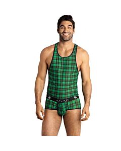 Anais Men - Top Mágico S | Top de Lycra Estampado de Cuadros