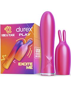 Durex Vibe & Tease - Vibrador Coelhinho Multivelocidade - Resistente à Água - Recarregável por USB