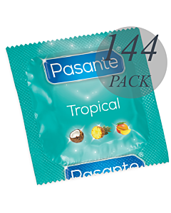 Preservativos com sabores tropicais Pasante 144 unidades.