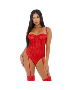 Conjunto de lingerie transparente com anel O vermelho - Sheer Up Mesh