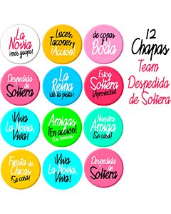 Botões de despedida de solteira da equipe - Pacote de 12 botões divertidos.
