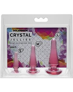 Kit de Iniciação Anal Crystal Jellies - Três Plugs Graduais - Rosa