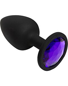 Brilho na bunda - Espada Pequena Plugue de Silicone Usável Roxo com Joias