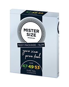 Preservativos Mister Size - Sensação Pura - 47, 49, 53 mm - Pack de Prova 3x3
