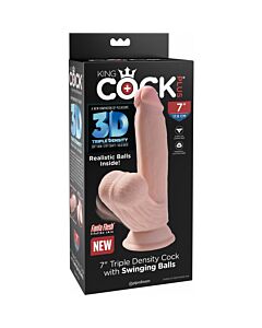 Pênis realístico 3D com testículos oscilantes | Dildo King Cock Plus Triple Density 21,5cm