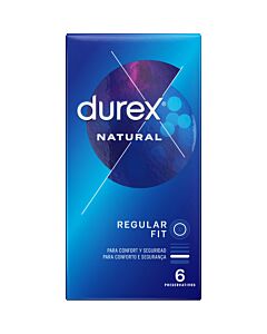 Preservativos Durex Natural 6 unidades - forma Easy-On, transparentes e longos