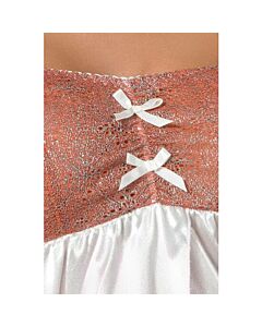 Babydoll sexy em cetim branco e coral com tanga G-String