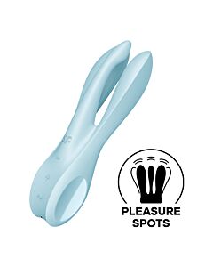 Satisfyer Threesome 1 Azul - Estimulador de Clitóris e Lábios - 12 Modos de Vibração