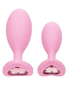 Primeira vez Crystal Duo Silicona Plugs - Rosa - Conjunto de Plugues Anais Graduados