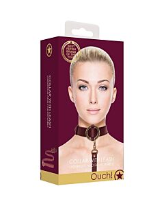 Coleira com trela - Borgonha - Ouch Halo: Conjunto de luxo BDSM