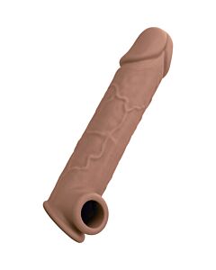 Vida real Capa com Extensão 22cm - Marrom | Aumente seu prazer com este extensor de silicone premium