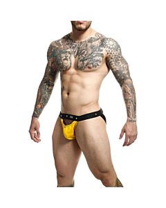 DNGEON Peekaboo Jock Amarelo - Roupa Interior Desportiva-Erótica