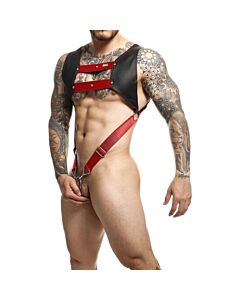 DNGEON Top Cockring Harness - Vermelho