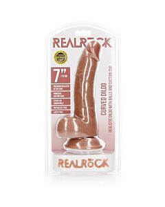 RealRock - Pênis Realístico Curvo com Testículos e Ventosa - 7''/ 18 cm