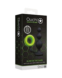 OUCH! Anel para pênis com plug anal - Brilha no escuro