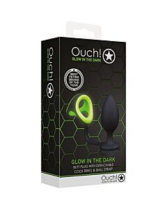 Ai! Anel para Pênis com Plug Anal - Brilha no Escuro