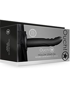 Ai! Arnês Strap-On Oco Curvo Texturizado - Preto 20cm