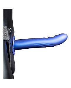 Ouch - Arnês Strap-On Curvo Texturizado - Azul Metalizado