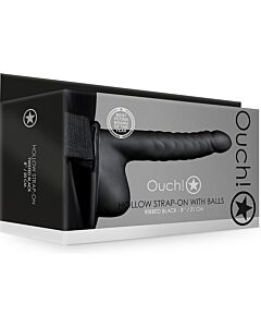 Ouch- Correia Oca com Testículos - 8''/21 cm - Preto
