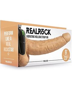 Realrock-Strap-On Oco Vibratório com Testículos - 9''/23 cm