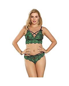 Conjunto de sutiã e calcinha verde com amarração - Sex Shop