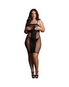 Vestido de Renda e Rede até ao Joelho Le Desir - Preto