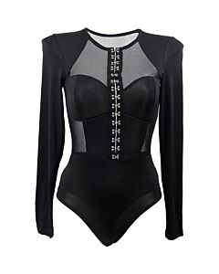 Body Justo de Malha de Manga Comprida 3XL - Preto