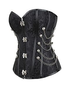 Corset Odile Preto - Corset Clássico com Detalhes em PVC - Tamanho S