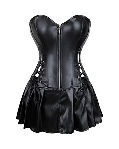 Corset Longo Preto de Aço e Spandex - Tamanho L