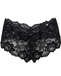 Calcinha de renda floral preta sexy - 88% Poliamida + 12% Elastano