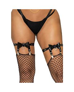 Cinto de ligas em couro vegano - Preto - Leg Avenue