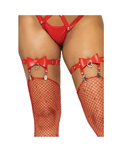 Leg Avenue - Liga de couro vegano vermelho de cintura alta