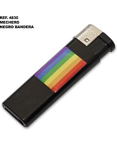 Isqueiro elétrico preto com bandeira LGBT - Recarregável com resina - Sex Shop