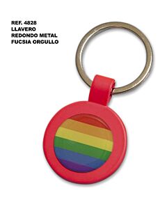 Chaveiro redondo de metal fúcsia com bandeira Orgulho LGBT - Sex Shop