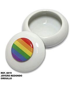 Caixa redonda da bandeira LGBT - Cerâmica branca 5x5 mm