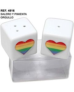 Saleiro e pimenteiro de cerâmica com coração LGBT - Diverty Sex