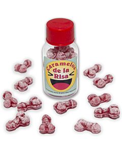 Pote com 12 balas de gargalhadas sabor morango-cereja - Sex Shop