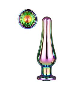 Brilhante Plug Anal Colorido Love M - Plug anal de alumínio com joia