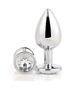 Brilhante Amor Plugue de Prata Grande - Plug anal com pedra preciosa