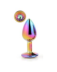 Brilho do Amor Plug Multicor Pequeno - Brinquedos Eróticos - Alumínio cintilante - Prazer anal - Pedra preciosa - 7,1 cm - Multicolor