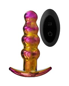 Glamour Glass Remote Vibe Beaded Plug - 10 funções de vibração, controle remoto sem fio
