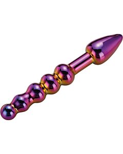 Dildo Anal de Vidro com Relevo Glamour - Vidro de Borosilicato Multicolorido - 18 cm