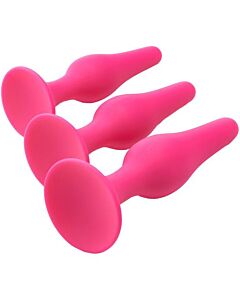 Flirts Curved Kit de Treinamento Anal Rosa - Conjunto de 3 Plugs Anais de Silicone - Sexo Anal