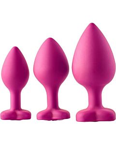 Kit de Treinamento Anal Flirts Gem Stone Pink - Conjunto de 3 Plugs Anais