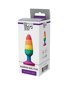 Plug anal médio Colorful Love Rainbow - Silicone líquido Arco-íris