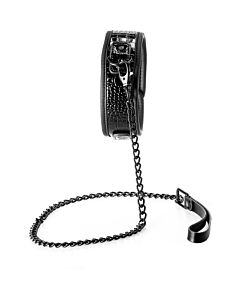 Coleira e Trela Blaze Croco Black - Conjunto de Coleira e Trela em Couro Preto Croco