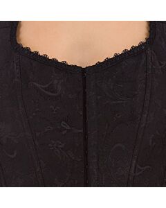 Corset preto Ilidia - Corset preto de PVC com barbatanas metálicas - Adultos