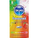 Preservativos Skins Multi Sabores Pack 8 - Banana, Pastilha Elástica, Menta e Morango