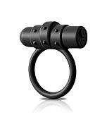 Anillo para pene de silicona con vibrador - negro