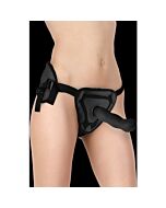 Arnés deluxe con dildo silicona - 20,5 cm - negro